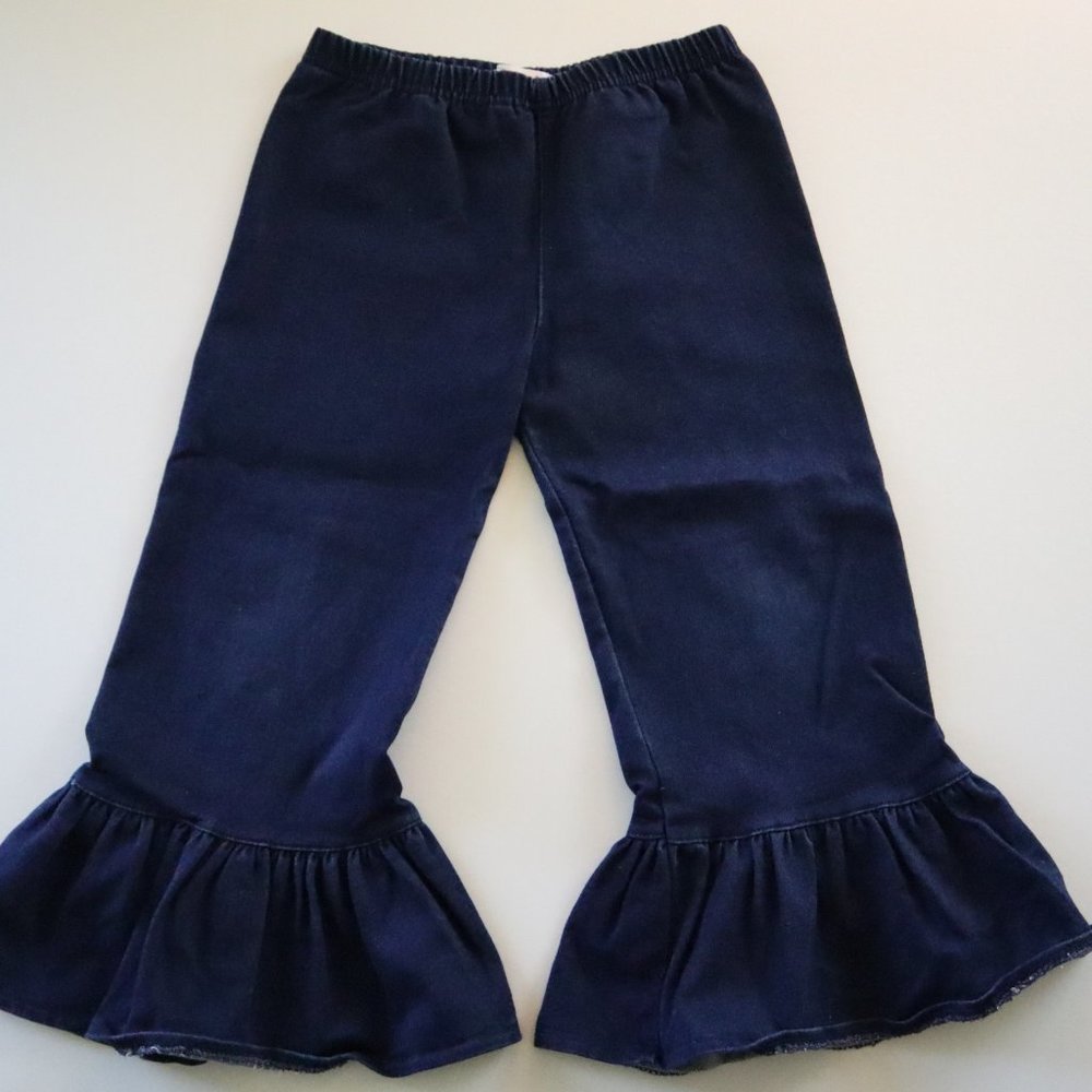Twincessities Dark Denim Ruffles Girls Boutique Pants Size 6